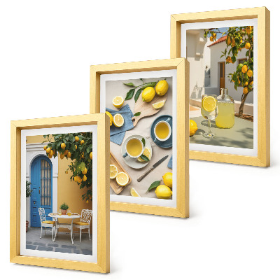 Triptych v ráme Citróny limonáda modré dvere letné výhľady