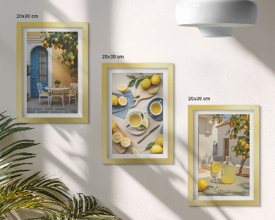 Triptych v ráme Citróny limonáda modré dvere letné výhľady