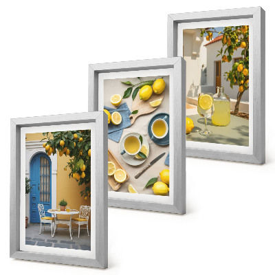 Triptych v ráme Citróny limonáda modré dvere letné výhľady