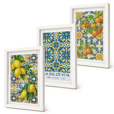 Triptych v ráme Citrónové kvety a pomaranče v talianskom štýle
