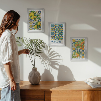 Triptych v ráme Citrónové kvety a pomaranče v talianskom štýle