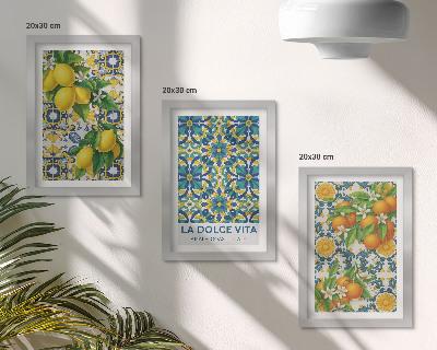 Triptych v ráme Citrónové kvety a pomaranče v talianskom štýle