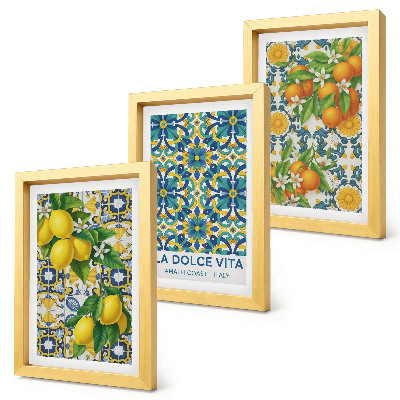 Triptych v ráme Citrónové kvety a pomaranče v talianskom štýle
