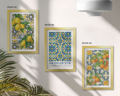 Triptych v ráme Citrónové kvety a pomaranče v talianskom štýle