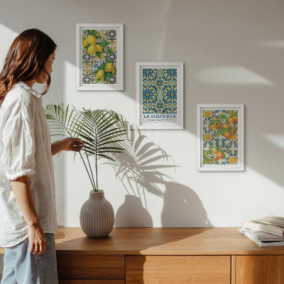 Triptych v ráme Citrónové kvety a pomaranče v talianskom štýle
