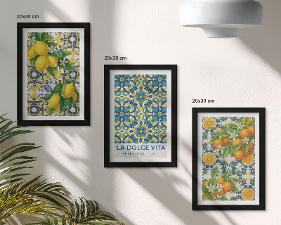 Triptych v ráme Citrónové kvety a pomaranče v talianskom štýle