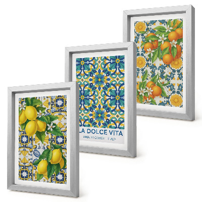 Triptych v ráme Citrónové kvety a pomaranče v talianskom štýle