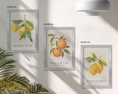 Triptych v ráme Citróny a pomaranče z talianskeho pobrežia Amalfi