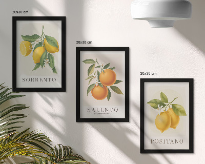 Triptych v ráme Citróny a pomaranče z talianskeho pobrežia Amalfi