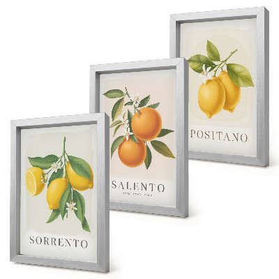 Triptych v ráme Citróny a pomaranče z talianskeho pobrežia Amalfi