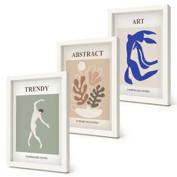 Triptych v ráme štýlové plagáty s motívom postáv a rastlín od Henriho Matissea