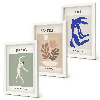 Triptych v ráme štýlové plagáty s motívom postáv a rastlín od Henriho Matissea