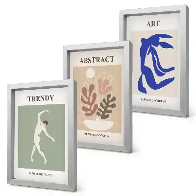 Triptych v ráme štýlové plagáty s motívom postáv a rastlín od Henriho Matissea