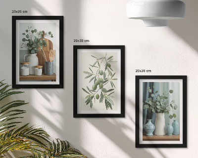 Triptych v ráme Estetika zelených olív a eukalyptových konárov