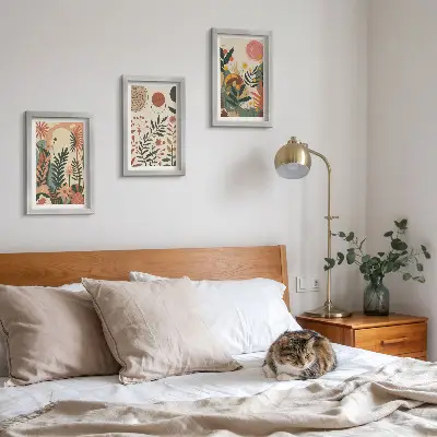 Vintage rastlinné vzory v pastelových odtieňoch triptych v ráme