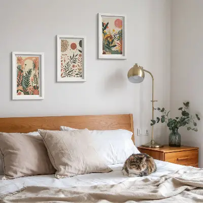 Vintage rastlinné vzory v pastelových odtieňoch triptych v ráme