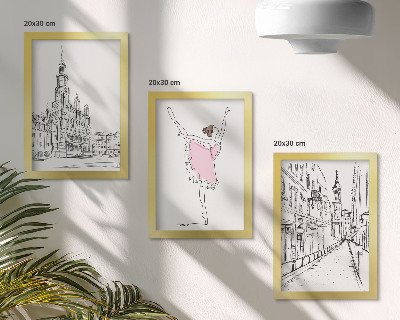 Triptych v ráme Štýlové obrazy tancujúcich baleriniek a architektúry