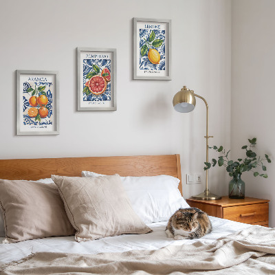 Triptych v ráme Módne plagáty s citrusovými plodmi v talianskom štýle