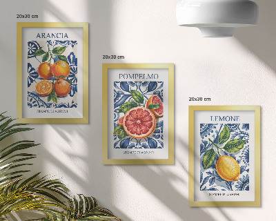 Triptych v ráme Módne plagáty s citrusovými plodmi v talianskom štýle