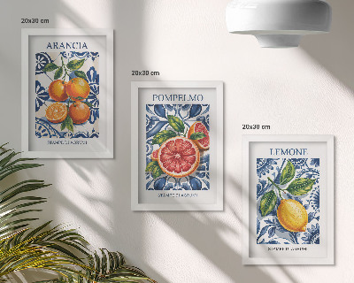Triptych v ráme Módne plagáty s citrusovými plodmi v talianskom štýle