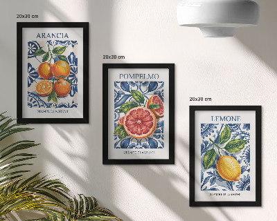 Triptych v ráme Módne plagáty s citrusovými plodmi v talianskom štýle