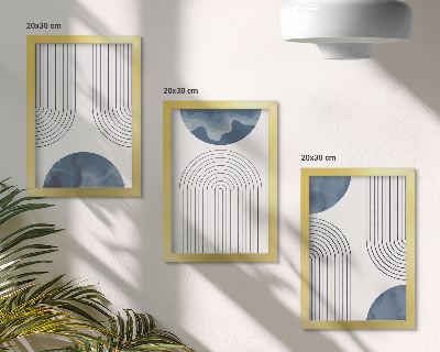 Triptych v ráme Abstraktné vzory v odtieňoch modrej a bielej