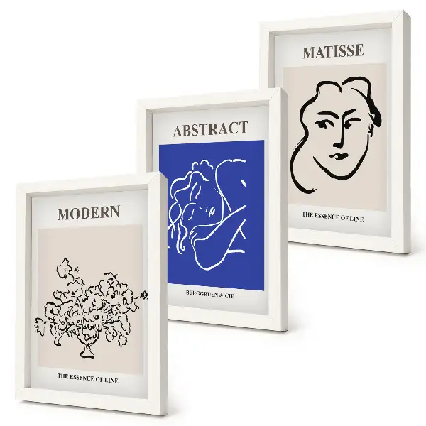 Triptych plagátov v ráme v modernom a abstraktnom štýle od Henriho Matissea