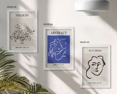 Triptych plagátov v ráme v modernom a abstraktnom štýle od Henriho Matissea