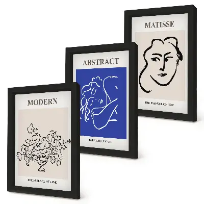 Triptych plagátov v ráme v modernom a abstraktnom štýle od Henriho Matissea