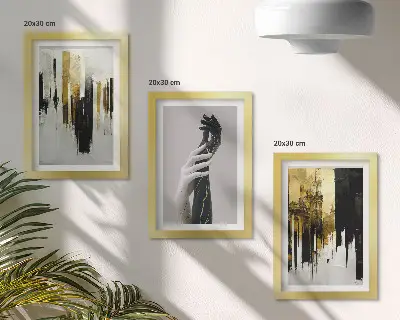 Abstraktné maľby a dve ruky triptych v ráme