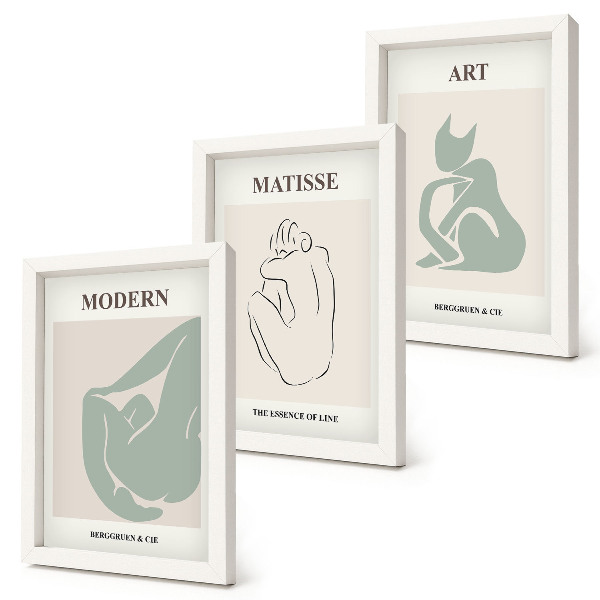 Triptych v ráme Abstraktné postavy v pastelových odtieňoch od Henriho Matissea