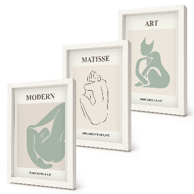 Triptych v ráme Abstraktné postavy v pastelových odtieňoch od Henriho Matissea