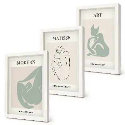 Abstraktné postavy v pastelových odtieňoch od Henriho Matissea triptych v ráme