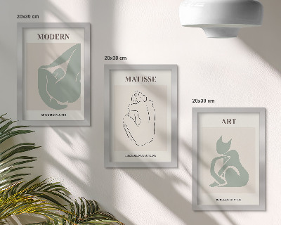 Triptych v ráme Abstraktné postavy v pastelových odtieňoch od Henriho Matissea