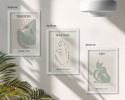 Triptych v ráme Abstraktné postavy v pastelových odtieňoch od Henriho Matissea
