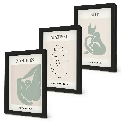 Abstraktné postavy v pastelových odtieňoch od Henriho Matissea triptych v ráme