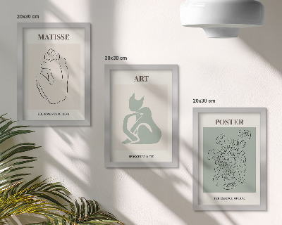 Triptych v ráme Plagáty v odtieňoch béžovej a zelenej od Henriho Matissea