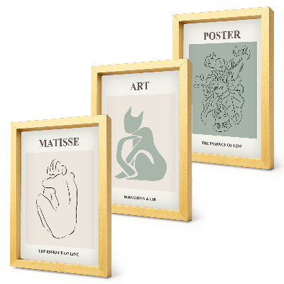 Triptych v ráme Plagáty v odtieňoch béžovej a zelenej od Henriho Matissea