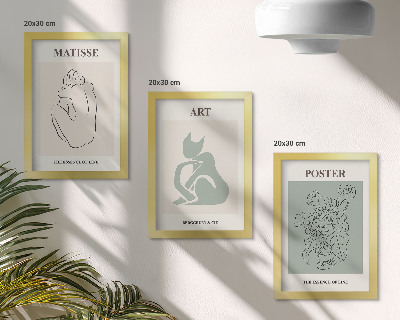 Triptych v ráme Plagáty v odtieňoch béžovej a zelenej od Henriho Matissea