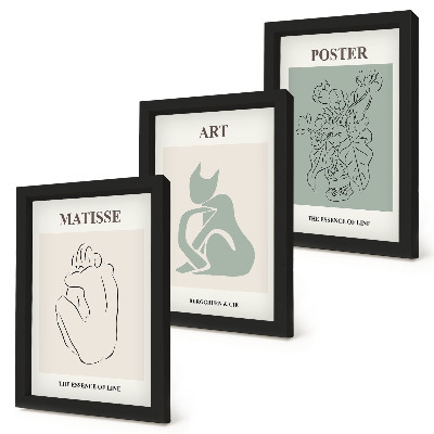 Triptych v ráme Plagáty v odtieňoch béžovej a zelenej od Henriho Matissea
