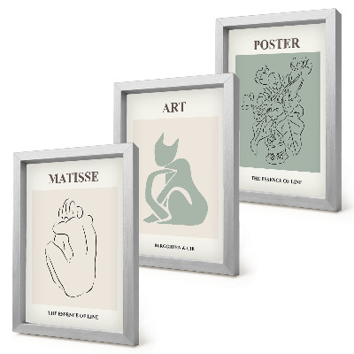 Triptych v ráme Plagáty v odtieňoch béžovej a zelenej od Henriho Matissea