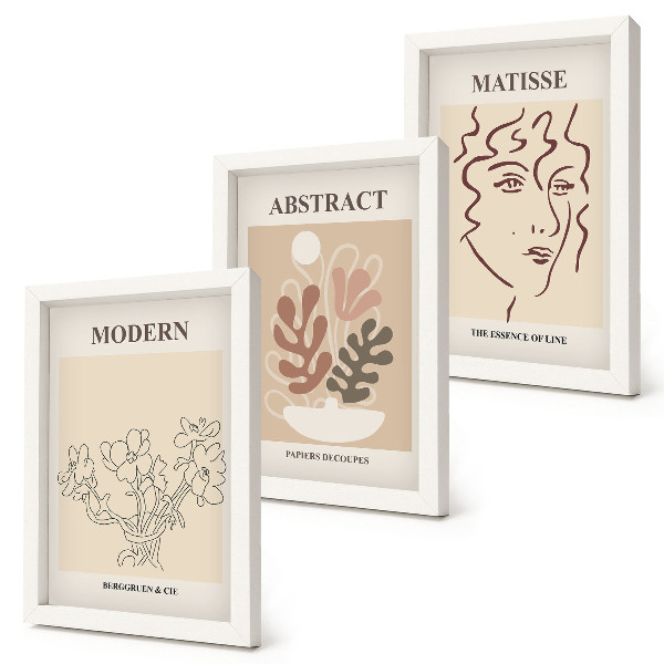 Triptych v ráme Rastlinné motívy a línie v modernom štýle