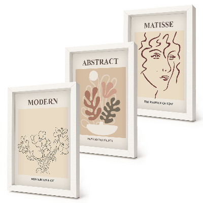 Triptych v ráme Rastlinné motívy a línie v modernom štýle