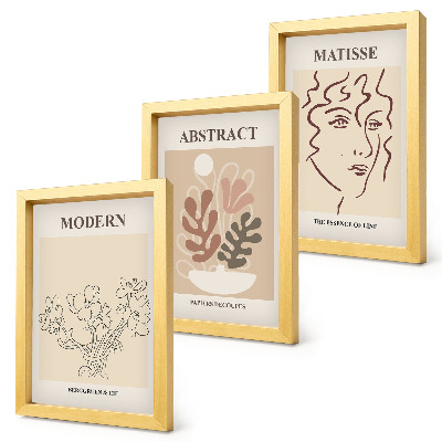Triptych v ráme Rastlinné motívy a línie v modernom štýle