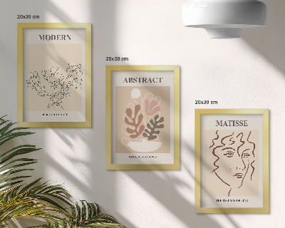 Triptych v ráme Rastlinné motívy a línie v modernom štýle