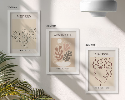 Triptych v ráme Rastlinné motívy a línie v modernom štýle