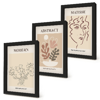 Triptych v ráme Rastlinné motívy a línie v modernom štýle