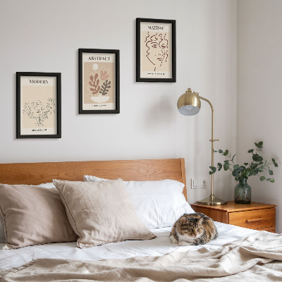 Triptych v ráme Rastlinné motívy a línie v modernom štýle
