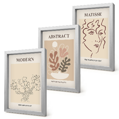 Triptych v ráme Rastlinné motívy a línie v modernom štýle