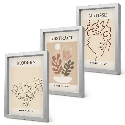 Rastlinné motívy a línie v modernom štýle triptych v ráme